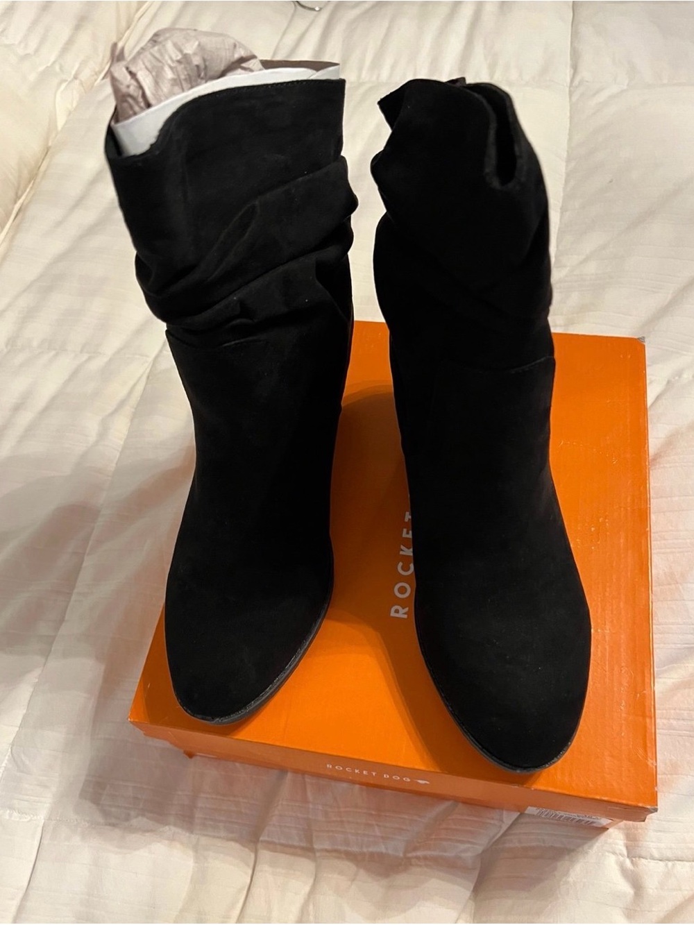 NWOT Rocket Dog black faux suede slouchy mid calf boots 10